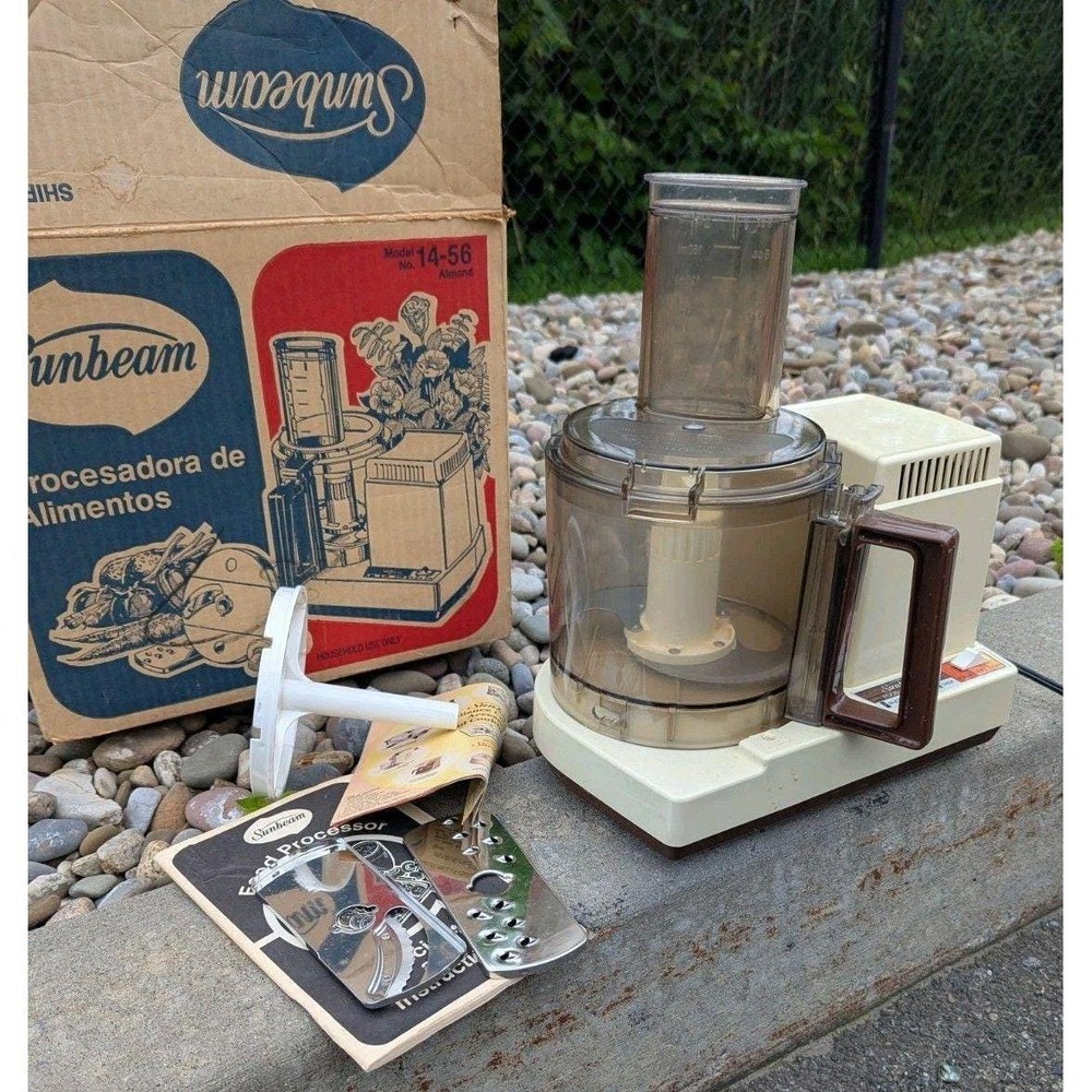 Vintage Sunbeam 14-56 Food Processor Complete w. Box Attachments Tested Works